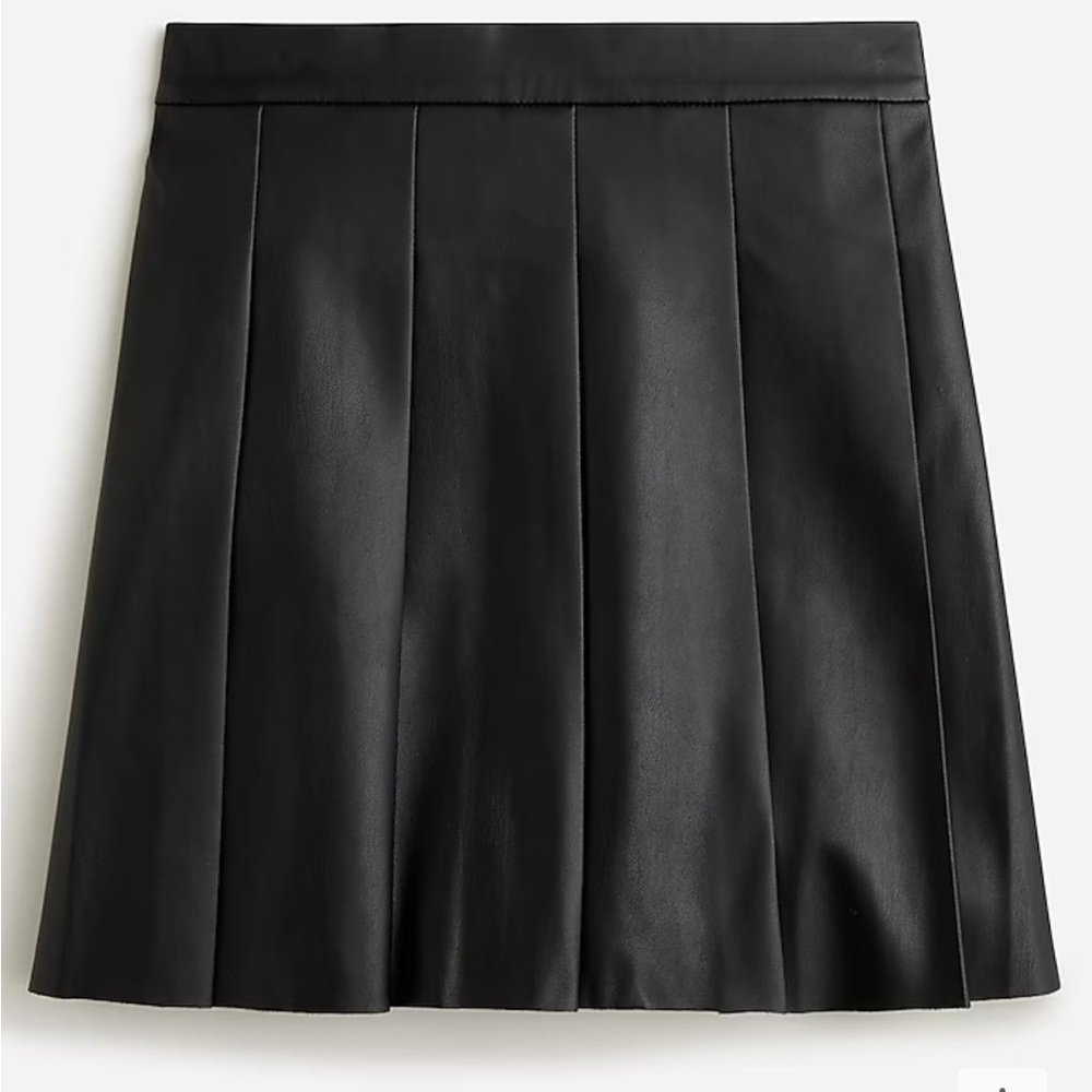 Black J. Crew pleated faux leather girls skirt